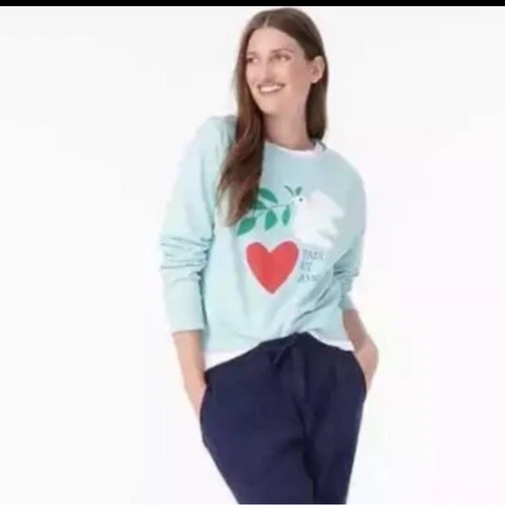 J.crew Dove heart sweatshirt Small original cotton terry Novelty preppy Casual